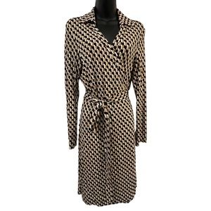 Diane Von Furstenberg Black and Cream Midi Dress